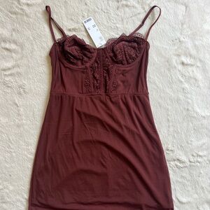 Urban Outfitters Burgundy Lace Mini Dress